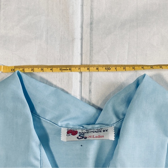 Light Blue Handmade Women's Sleeveless Renaissance Tunic V Neck Tie Up Loose - Picture 9 of 13